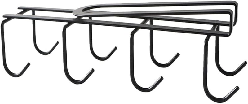 Black Under Cabinet Mug Holder Rack 8 Hooks Space Saving Cup Organizer - Image 1