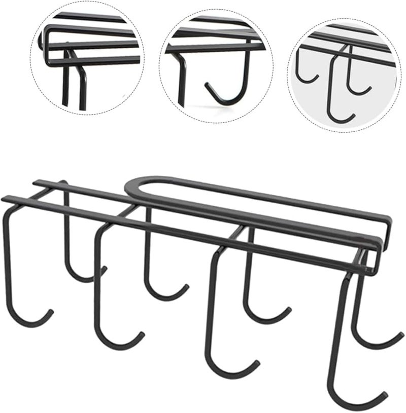 Black Under Cabinet Mug Holder Rack 8 Hooks Space Saving Cup Organizer - Image 4