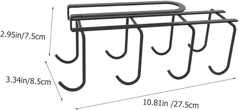 Black Under Cabinet Mug Holder Rack 8 Hooks Space Saving Cup Organizer - Image 3