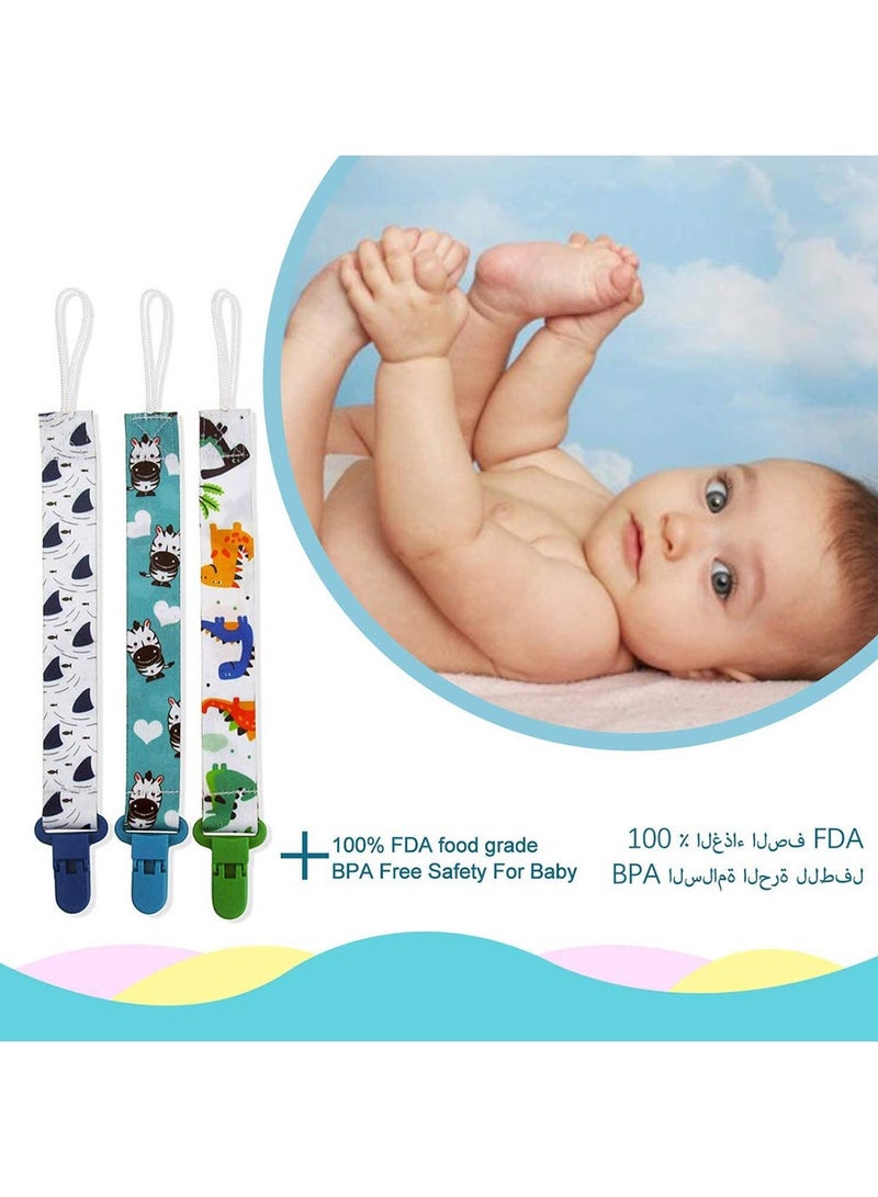 Durable Baby Pacifier Clips Set of 3 Stylish Designs for Infants Keeps Pacifiers Clean and Convenient - Image 2