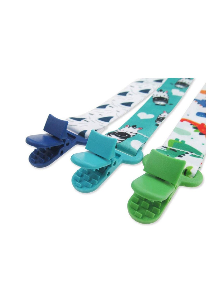 Durable Baby Pacifier Clips Set of 3 Stylish Designs for Infants Keeps Pacifiers Clean and Convenient - Image 5