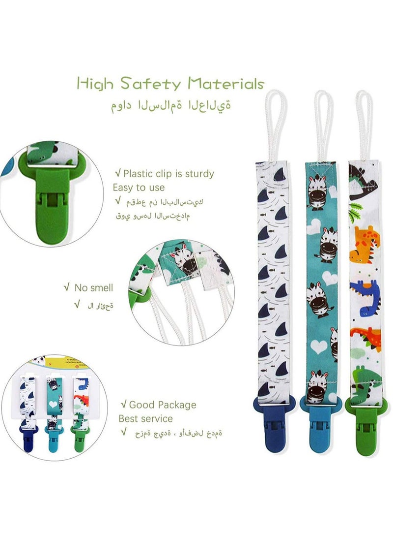 Durable Baby Pacifier Clips Set of 3 Stylish Designs for Infants Keeps Pacifiers Clean and Convenient - Image 3