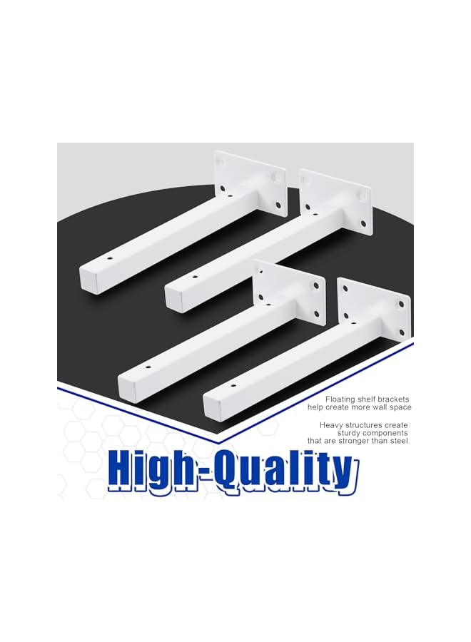 S-TOP 4 Pack 8 Inch White Shelf Brackets, Industrial Floating Shelf Bracket, Wall Mounted Heavy Duty Rustic Shelf Brackets with Screws and Anchors for Shelves Support DIY - Image 3