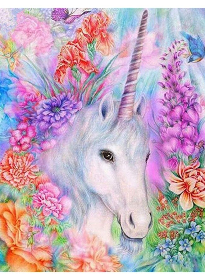 HASTHIP® DIY 5D Full Drill Diamond Painting, Rhinestone Pasted Cross Stitch Blue Owl Pattern for Home Wall Decoration (Unicorn 2) - Image 1