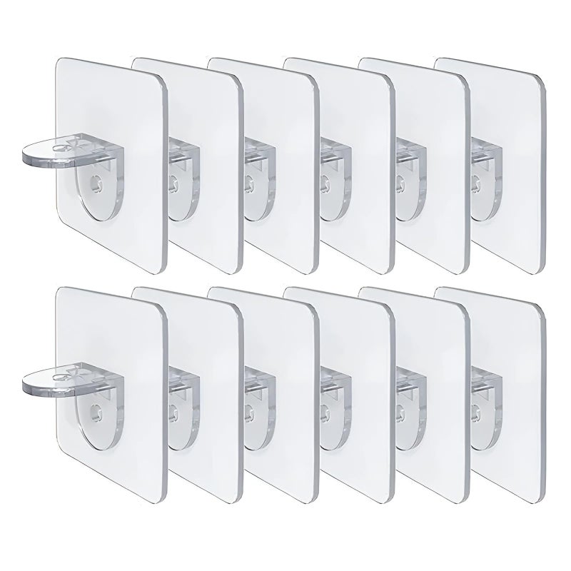 Clear Shelf Bracket Self Adhesive Bookshelf Shelf Bracket Kitchen Cabinet L Shaped Adhesive Bracket Partition Corner Support Strong Easy Installation Bracket for Cabinet Brackets (12) - Image 1