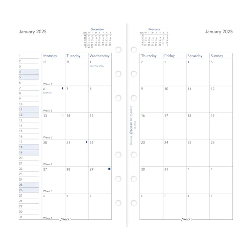 Filofax Calendar Diary Refill, Personal/Compact Size, Month-to-View, White Paper, English, 2025 (C68410-25) - Image 4