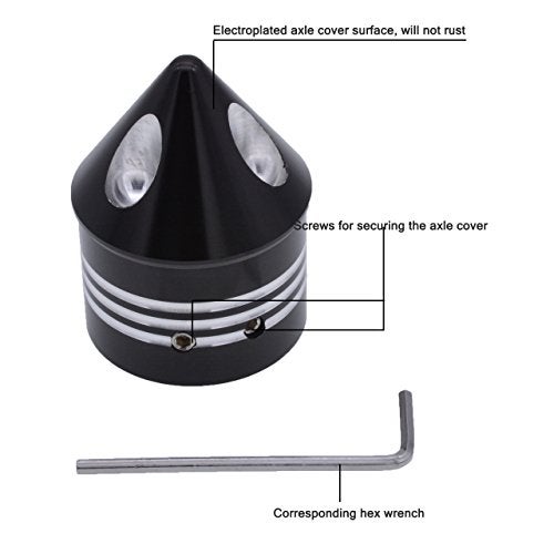NATGIC 1 Pair Motorcycle Aluminum Front Axle Nut Cover Cap Kit for Har*ley Dyna Softail Sport-ster Touring Road King FXD FXST FLHT 883 1200 XL (Black) - Image 3