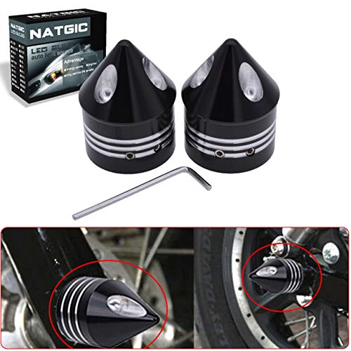 NATGIC 1 Pair Motorcycle Aluminum Front Axle Nut Cover Cap Kit for Har*ley Dyna Softail Sport-ster Touring Road King FXD FXST FLHT 883 1200 XL (Black) - Image 1