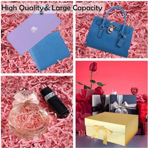 Aakriti Gift Boxs Elegant Folding Diwali Gift Boxes With Ribbon Gifting Reuse Hamper Rakhi Box Gifts Boxes Present Gold Gift Box Ribbon Birthday Party Favors Gold Gift Box S 10pcs - Image 5