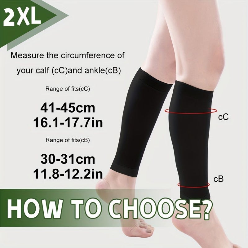 Light Beige Calf Compression Knit Sleeves 20 30 mmHg Skin Friendly for Sports S XL - Image 3