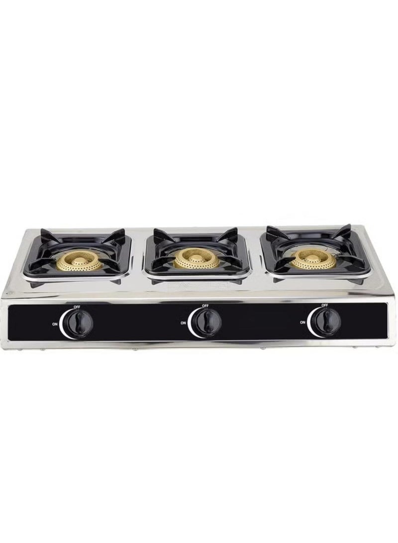 Denx 3 Burners Gas Stove Auto Ignition With Stainless Steel Surface - Image 1
