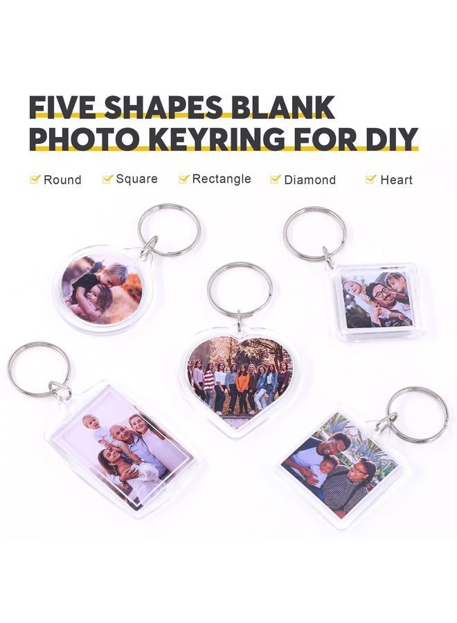 Mardatt 40 قطعة من حلقات مفاتيح إطارات الصور الأكريليكية الشفافة مع إمكانية تخصيص إدخال الصور شكل مستطيل، قلب، دائري، مربع ومعين مثالي للهدايا اليدوية - Image 3