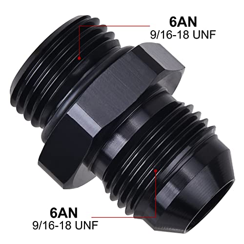 EVIL ENERGY 6AN Flare to 6AN ORB Male 2PCS Fuel Rail Adapter Fitting Black - Image 2