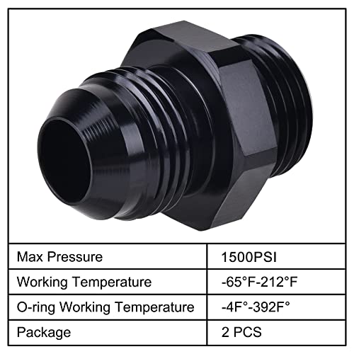 EVIL ENERGY 6AN Flare to 6AN ORB Male 2PCS Fuel Rail Adapter Fitting Black - Image 4