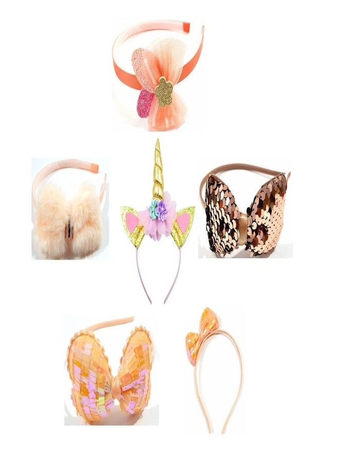 التعارف مجموعة آنا كرييشنز المكونة من 6 قطع من ربطات الشعر الكورية الأنيقة والعصرية، مزينة بفيونكة لامعة وفرو وشعر وحيد القرن وأسنان بلاستيكية، مناسبة للفتيات والأطفال. - Image 1