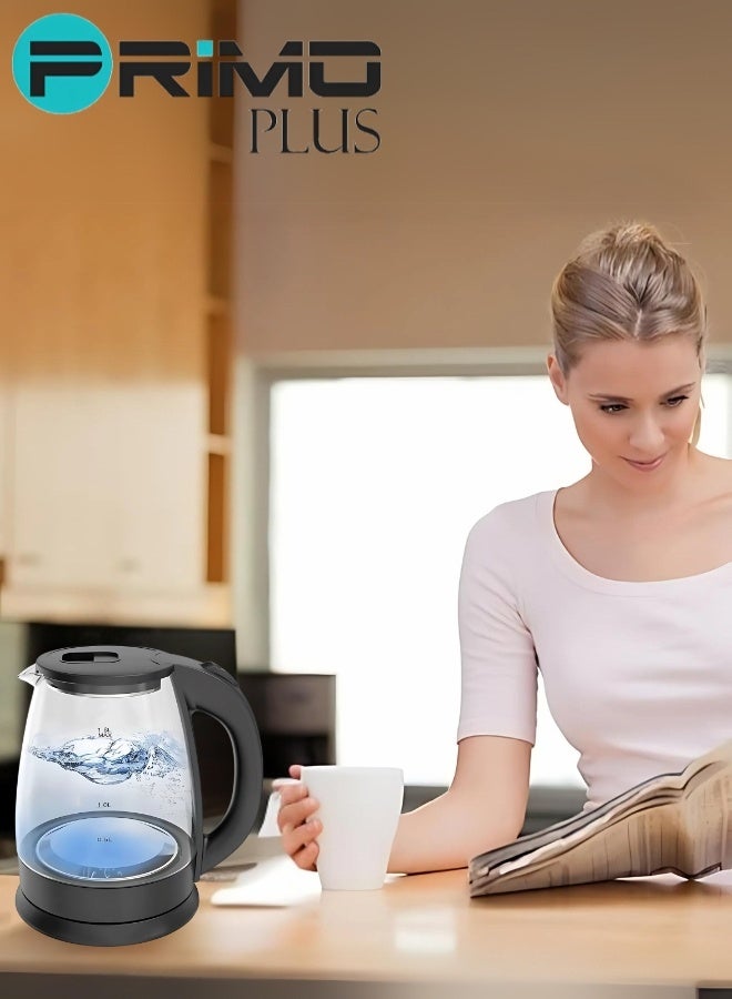 PRIMO PLUS Glass Electric Kettle With LED Light At The Base, 2-Liter Capacity, 1500 Watts - Image 2