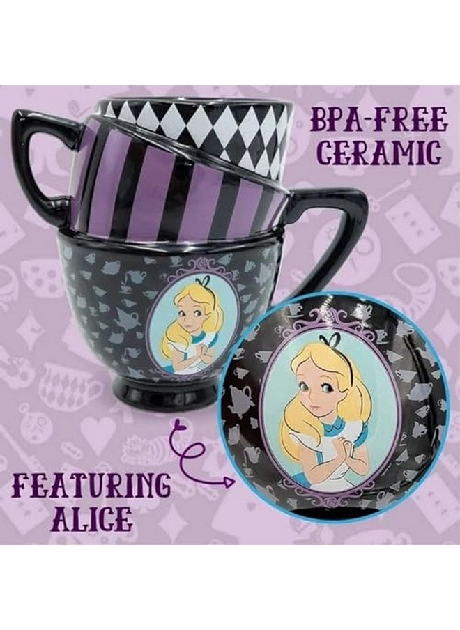 Silver Buffalo - Silver Buffalo Disney Tim Burton Alice in Wonderland Stacked Teacup 3D Sculpted Ceramic Coffee Mug, 20 Ounces - Image 1