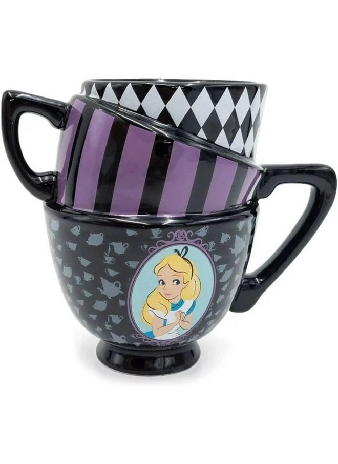 Silver Buffalo - Silver Buffalo Disney Tim Burton Alice in Wonderland Stacked Teacup 3D Sculpted Ceramic Coffee Mug, 20 Ounces - Image 1
