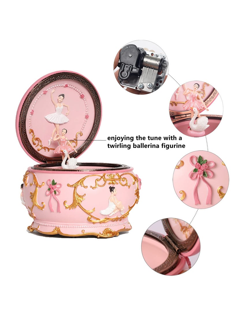 SYOSI Music Box with Lights Rotating Ballerina Figurine Dancing Girl Mechanism Musical Box Swan Lake Gifts for Girls Girlfriend Birthday Ideal for Dance Recital Home Decor Swan Lake  - Image 3