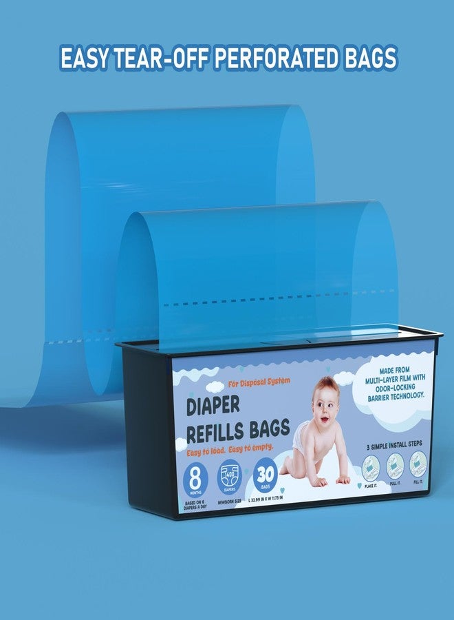 Fununcat Diaper Pail Refills Bags with 30 Bags Compatible with Genie Easy Roll Signature Diaper Pails and Platinum Diaper Pails, Lasts Up to 8 Months, 7-Layer Odor-Barrier Technology, 3 Pack (90 Bags) - Image 3