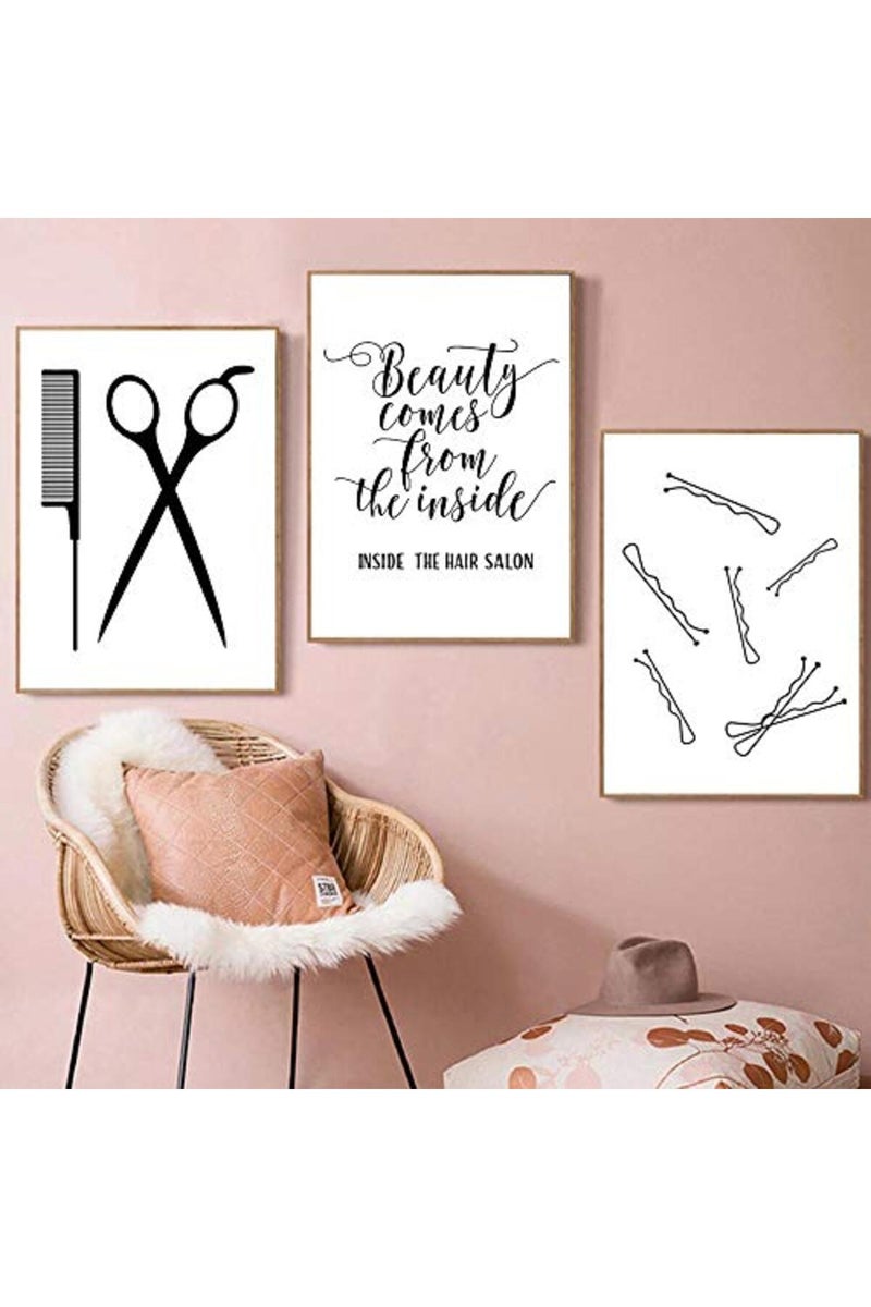 Ecyanlv Hair Salon Wall Art Beauty Salon Pictures Fashion Canvas Art Hairstylist Wall Art Hair Salon Pictures Wall Decor Prints for Beauty Room Poster Hairstylist Wall Art Makeup Vanity Artwork Unframed - Image 3