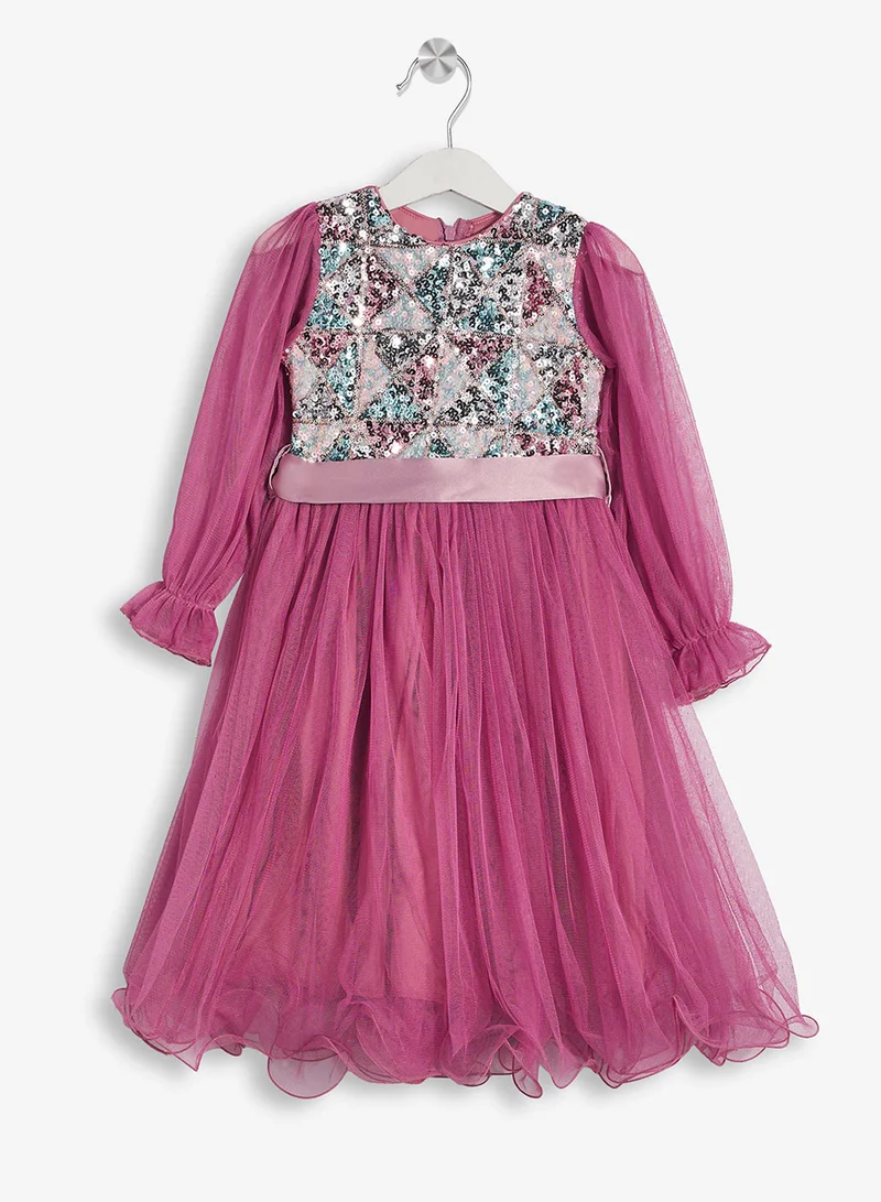 Little Golden Apple Little Sequin Bodice Tulle Dress