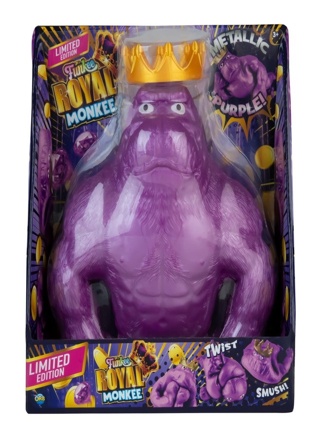 The Orb Factory ORB Royal Funkee Monkee Jumbo Squishy Monkey Toy - Numbered Limited Edition (2500 Produced) - Big 4.5 Pound Metallic Purple Stretchy Gorilla - Collectible Splat Monkey Stress Toy for Kids and Adults - Image 4
