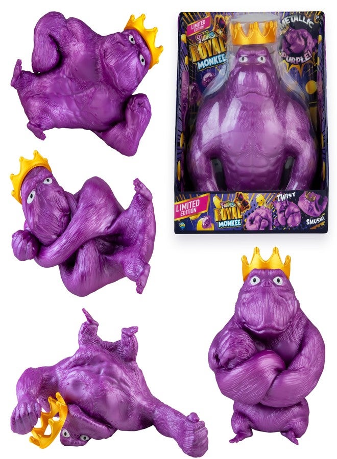 The Orb Factory ORB Royal Funkee Monkee Jumbo Squishy Monkey Toy - Numbered Limited Edition (2500 Produced) - Big 4.5 Pound Metallic Purple Stretchy Gorilla - Collectible Splat Monkey Stress Toy for Kids and Adults - Image 1