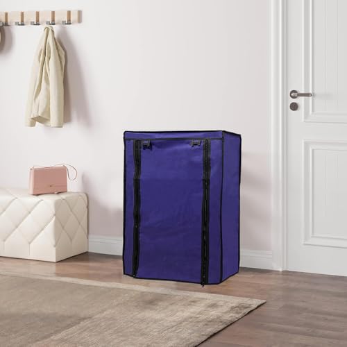 PHILOSHOP 4 Layer Shoe Rack Cover Only – Portable Foldable Non-Woven Zipper Fabric Dustproof Cover for Shoe Stand – Protective Shoe Organizer (Blue) - Image 5