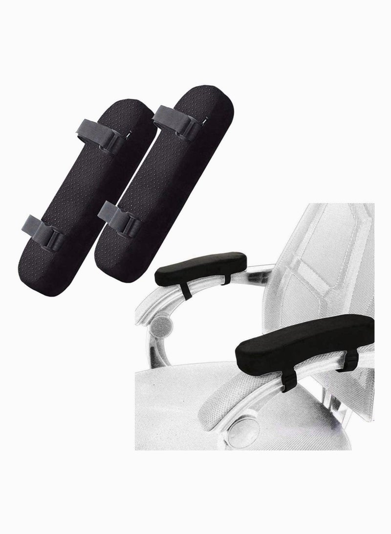 SYOSI Chair Armrest Pads, Ergonomic High Density Memory foam Universal Office and Gaming Chair Armrest Covers for Elbows and Forearms Pressure Relief Set Of 2 (Black)  - Image 1