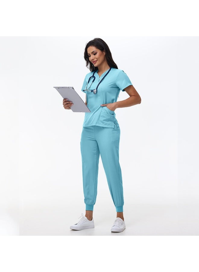 NIBEMINENT Beauty Salon Overalls Dental Nursing  Set Surgical Workwear Hospital Nurse Suit Women Medical Uniform - Image 1