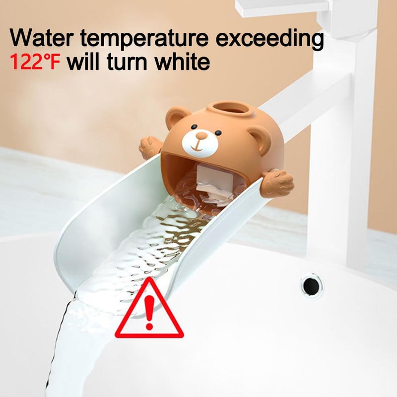 DLUCKY Faucet Extender for Sink Easy Use Sink Faucet Extenders with Temperature Sensitive for Toddlers, Kids Hand Washing Faucet Extension for Bathroom Sink, Kitchen, Brown - Image 2