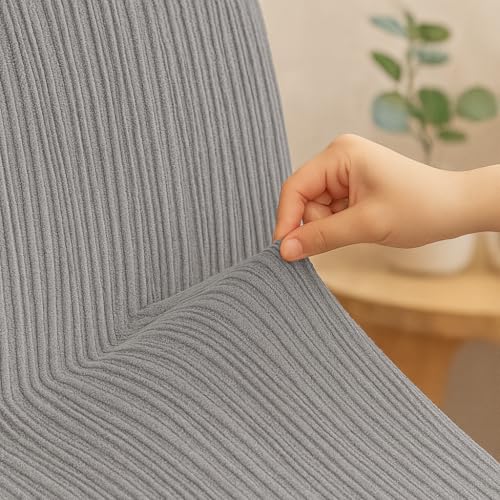 Homerz Premium Pack of 6 Korean Stretch Fit Jacquard Waterproof Chair Cover Removable, Strechable & Washable Short Dining Chair Cover Protector Seat Slipcover (Grey, Pack of 6) - Image 5