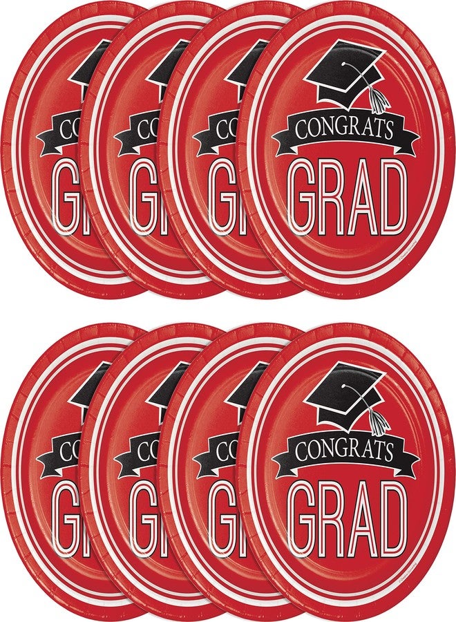 Creative Converting 18 Count School Spirit Sturdy Style Dinner/Large Paper Plates for Graduation Party, Classic Red - Image 5