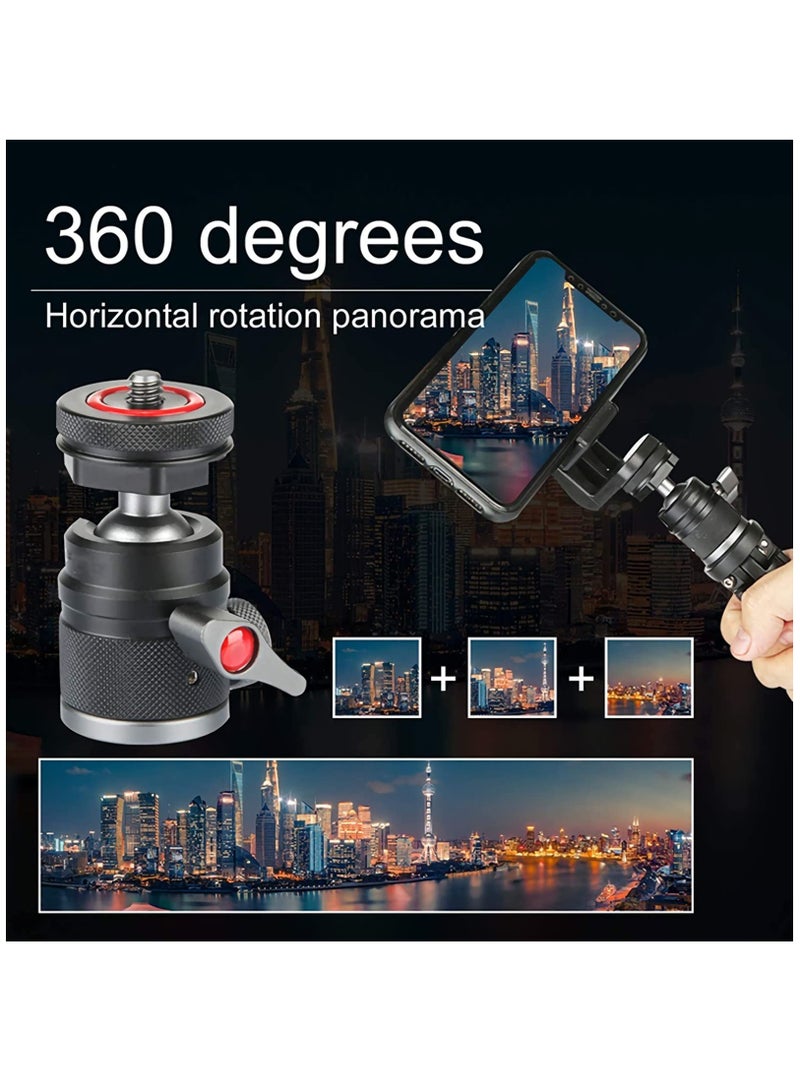Camera Tripod Mini Ball Head Adapter,360 Degree Rotatable Aluminum Tripod Head,1/4" Screw Cold Shoe Mount for DSLR Camera/Light Stand/Cell Phone/Monopod/action camera. - Image 4