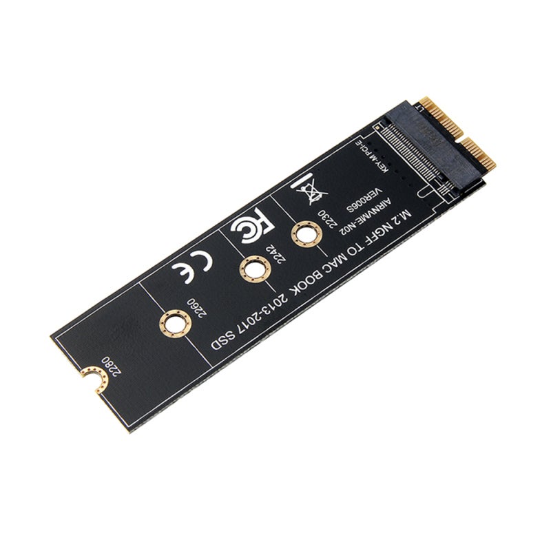 M.2 Nvme Ssd Adapter Card: Black, Golden Finger Design For Enhanced Electrical Performance - Support M.2 Nvme Ssd Converter Card For 2013 Macbook Air A1465 A1466, 2013-2016 A1502 A1398 - Image 1