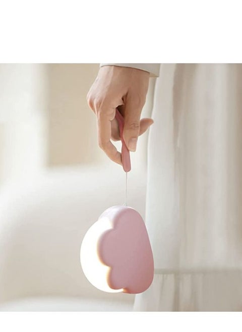 Nursery Cloud Kids Night Light With 2-Color Dimmable, Usb Rechargeable, Portable, Led With Silicone Detachable Lanyard, Camping Lamp, Pink