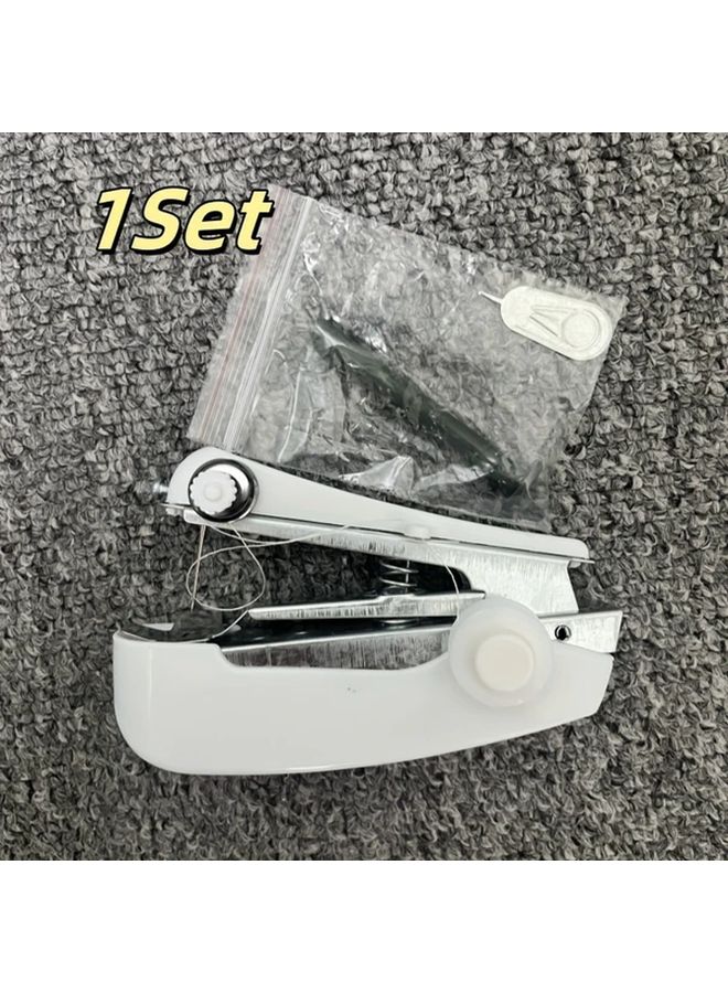 Portable Mini Handheld Sewing Machine White For Fabric Clothing Repair - Image 1