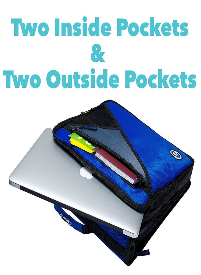 Case it Case-it Universal Zipper Binder | 2-Inch O-Rings, 13-Inch Laptop/Tablet Padded Pocket, 400 Sheet Capacity, Multiple Storage Pockets & Shoulder Strap | School & Office Organizer | LT-007 Blue - Image 5