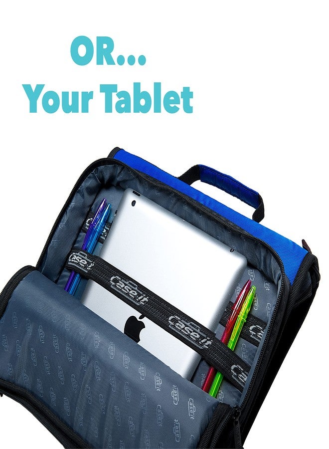 Case it Case-it Universal Zipper Binder | 2-Inch O-Rings, 13-Inch Laptop/Tablet Padded Pocket, 400 Sheet Capacity, Multiple Storage Pockets & Shoulder Strap | School & Office Organizer | LT-007 Blue - Image 4