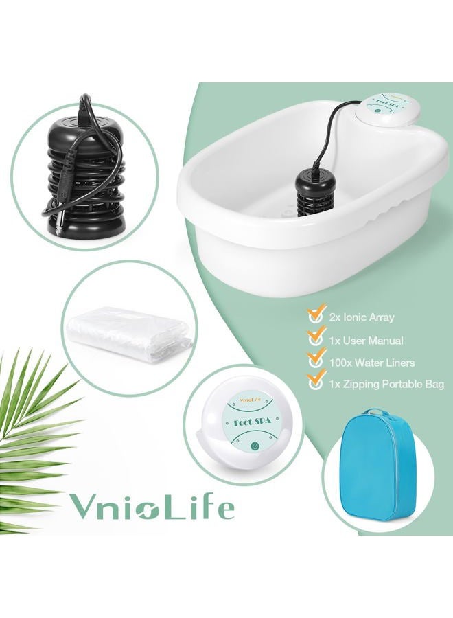 VnioLife WL Ionic Foot Bath Detox Machine with Bag, Portable Detox Foot Spa System, Ion Cleanse Detox Set for Home Beauty Salon Spa Use with Replacement Arrays, 100 Liners - Image 5