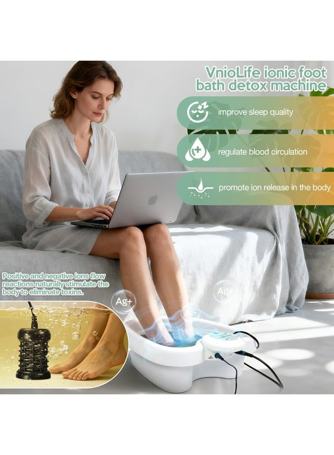 VnioLife WL Ionic Foot Bath Detox Machine with Bag, Portable Detox Foot Spa System, Ion Cleanse Detox Set for Home Beauty Salon Spa Use with Replacement Arrays, 100 Liners - Image 2