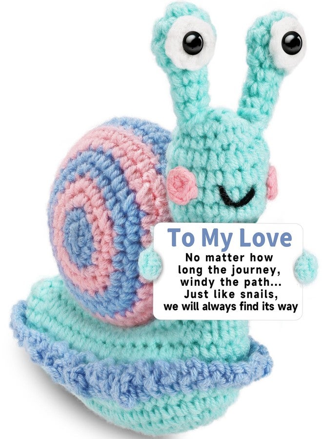 Hoedia Emotional Handmade Crochet Gifts for Women&Men: Positive Snail Stuffed Animals Birthday Anniversary Unique Funny Present for Him/Her/Friend, Inspirational Support Home Decor(to My Love) - Image 1