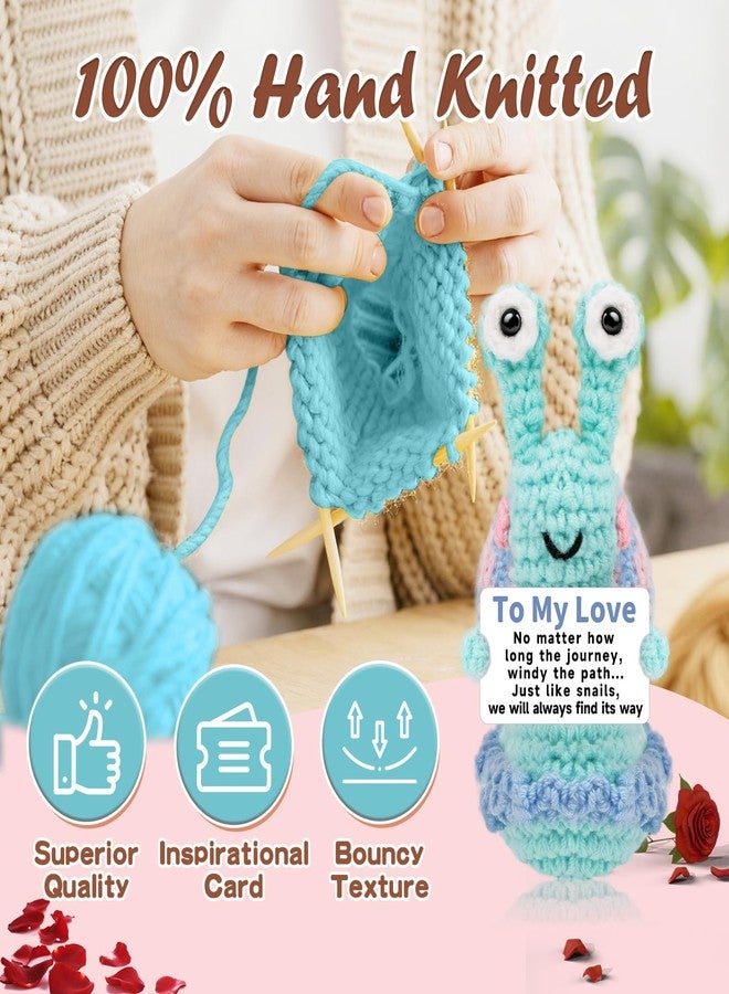 Hoedia Emotional Handmade Crochet Gifts for Women&Men: Positive Snail Stuffed Animals Birthday Anniversary Unique Funny Present for Him/Her/Friend, Inspirational Support Home Decor(to My Love) - Image 3