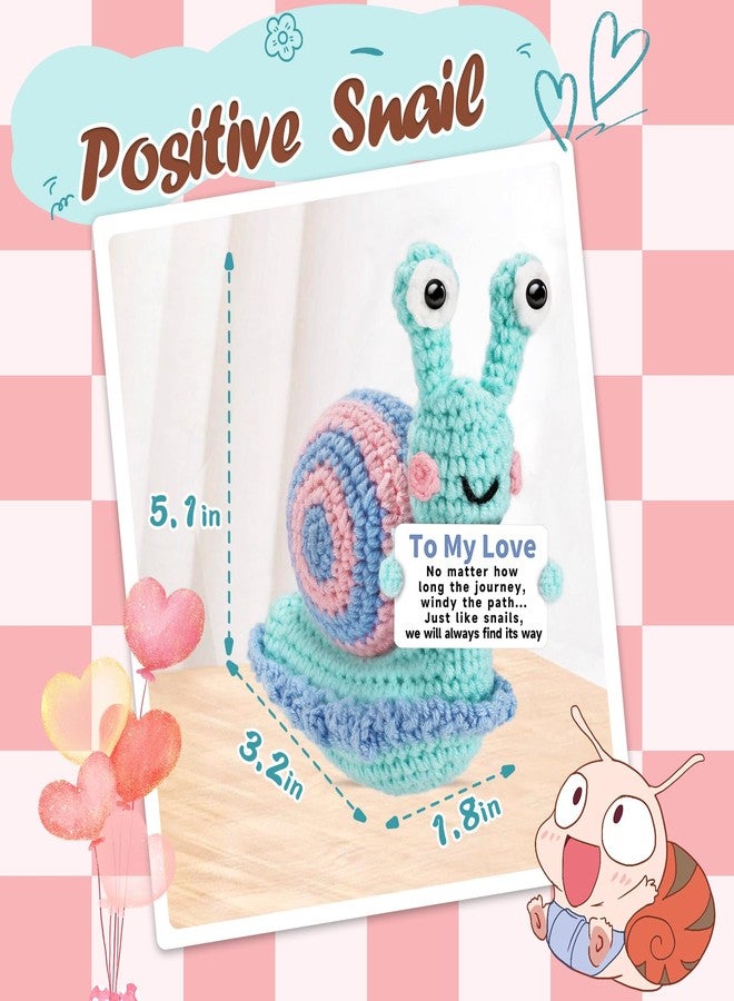 Hoedia Emotional Handmade Crochet Gifts for Women&Men: Positive Snail Stuffed Animals Birthday Anniversary Unique Funny Present for Him/Her/Friend, Inspirational Support Home Decor(to My Love) - Image 2