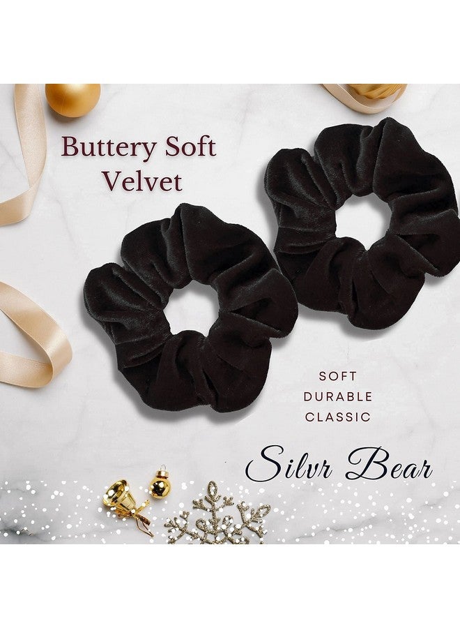 SILVR BEAR - Black Buttery Soft Velvet Scrunchies - Set of 8 | Anti-Hair-Breakage, Luxury Ponytail Holders pack for Girls, Women, Hair Ties, Best gift for Sister, Friend, Mom (Black Velvet 8)) - Image 3