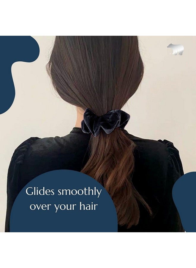 SILVR BEAR - Black Buttery Soft Velvet Scrunchies - Set of 8 | Anti-Hair-Breakage, Luxury Ponytail Holders pack for Girls, Women, Hair Ties, Best gift for Sister, Friend, Mom (Black Velvet 8)) - Image 4