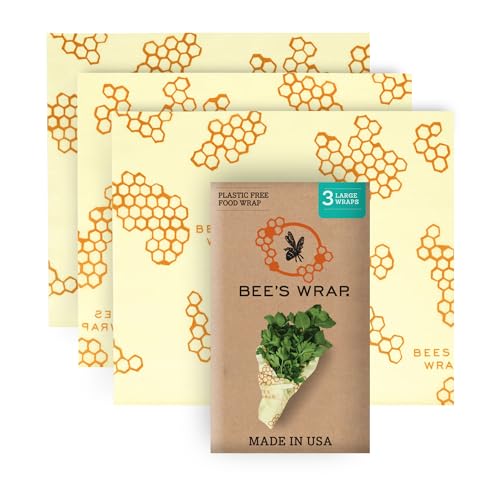 Bee's Wrap Beeswax Wraps for Food - Honeycomb Large 3 Pack Made in USA Reusable & Organic Food Wraps, Sandwich Wrap & Bowl Covers - Eco-Friendly Alternative to Aluminum Foil & Plastic Wrap - Image 1
