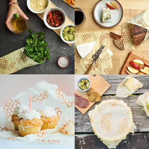 Bee's Wrap Beeswax Wraps for Food - Honeycomb Large 3 Pack Made in USA Reusable & Organic Food Wraps, Sandwich Wrap & Bowl Covers - Eco-Friendly Alternative to Aluminum Foil & Plastic Wrap - Image 4
