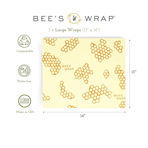 Bee's Wrap Beeswax Wraps for Food - Honeycomb Large 3 Pack Made in USA Reusable & Organic Food Wraps, Sandwich Wrap & Bowl Covers - Eco-Friendly Alternative to Aluminum Foil & Plastic Wrap - Image 2